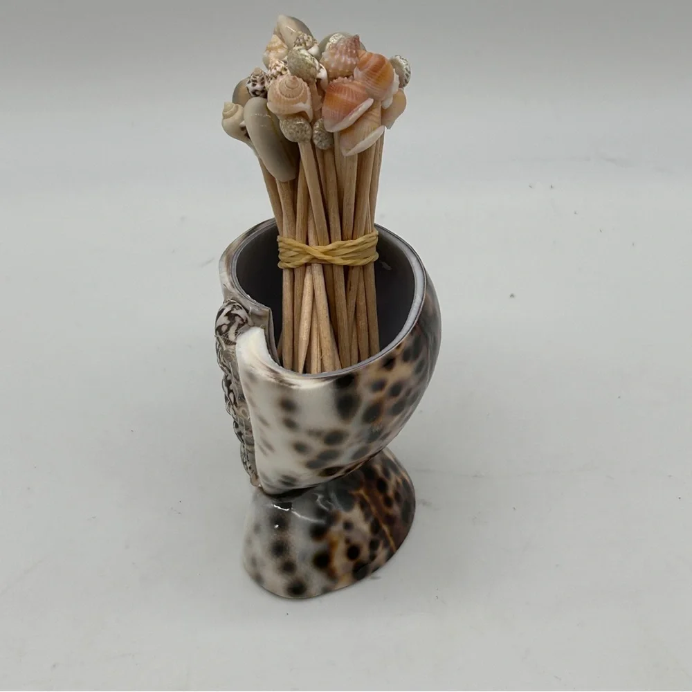 Seashell Toothpick Holder Cocktail Picks NEW